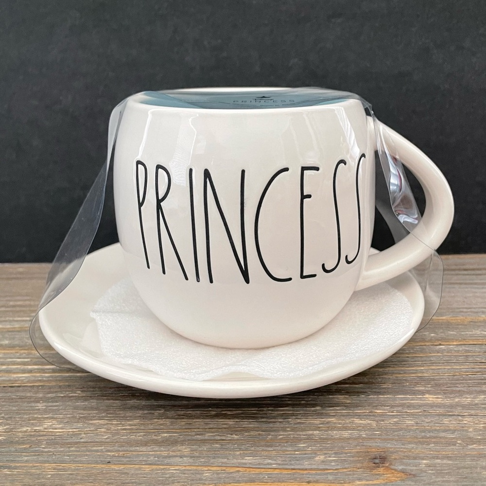 Rae Dunn Disney Princess Double Sided Ceramic Mug with Saucer Cinderella NWT NEW